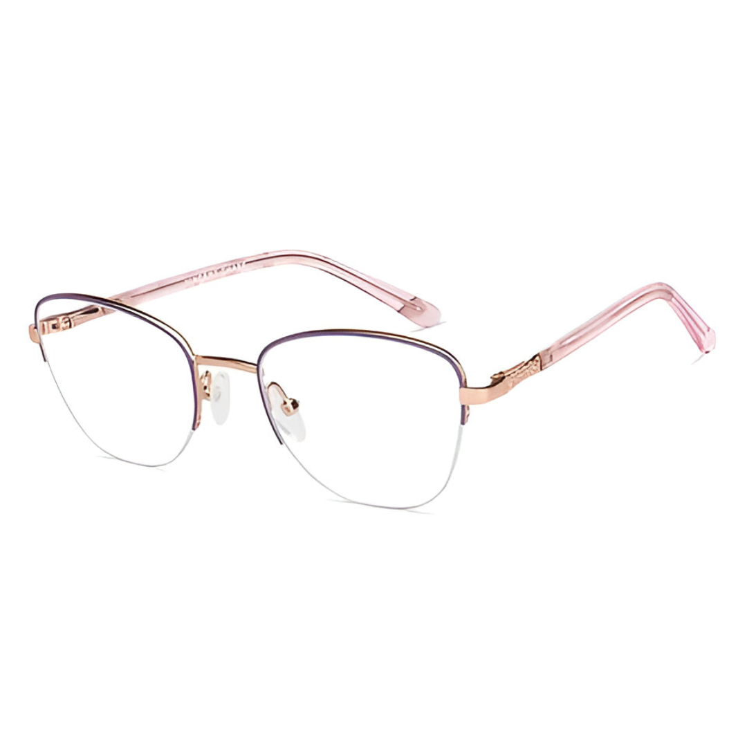 AllView Lens Rose Gold Half-Rim Cat-Eye Eyeglasses