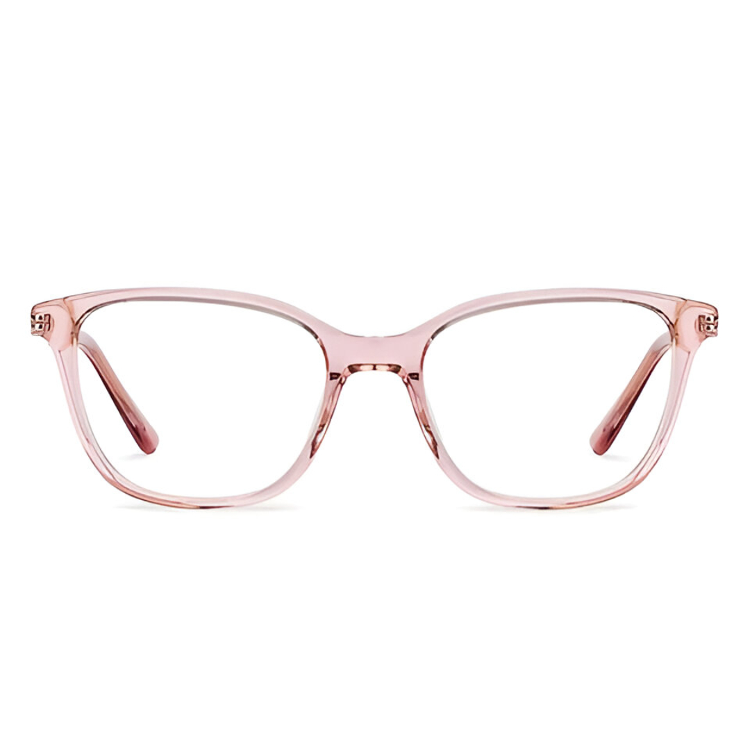 AllView Lens Transparent Blush Pink Full-Rim Rectangle Eyeglasses with Gold Metal Temples - Image 2