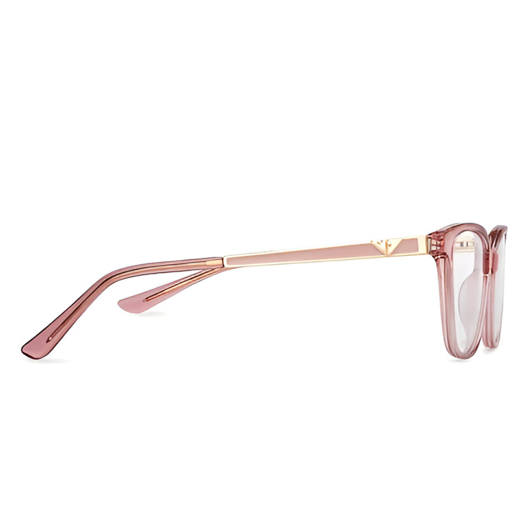 AllView Lens Transparent Blush Pink Full-Rim Rectangle Eyeglasses with Gold Metal Temples - Image 3