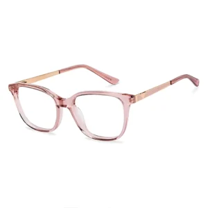 AllView Lens Transparent Blush Pink Full-Rim Rectangle Eyeglasses with Gold Metal Temples