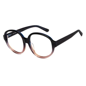 AllView Retro Black-Blue-Pink Full-Rim Round Eyeglasses – Stylish Acetate Frames for Everyday Wear