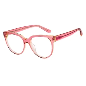 AllView Retro Blush Pink Transparent Full-Rim Round Eyeglasses for Everyday Wear