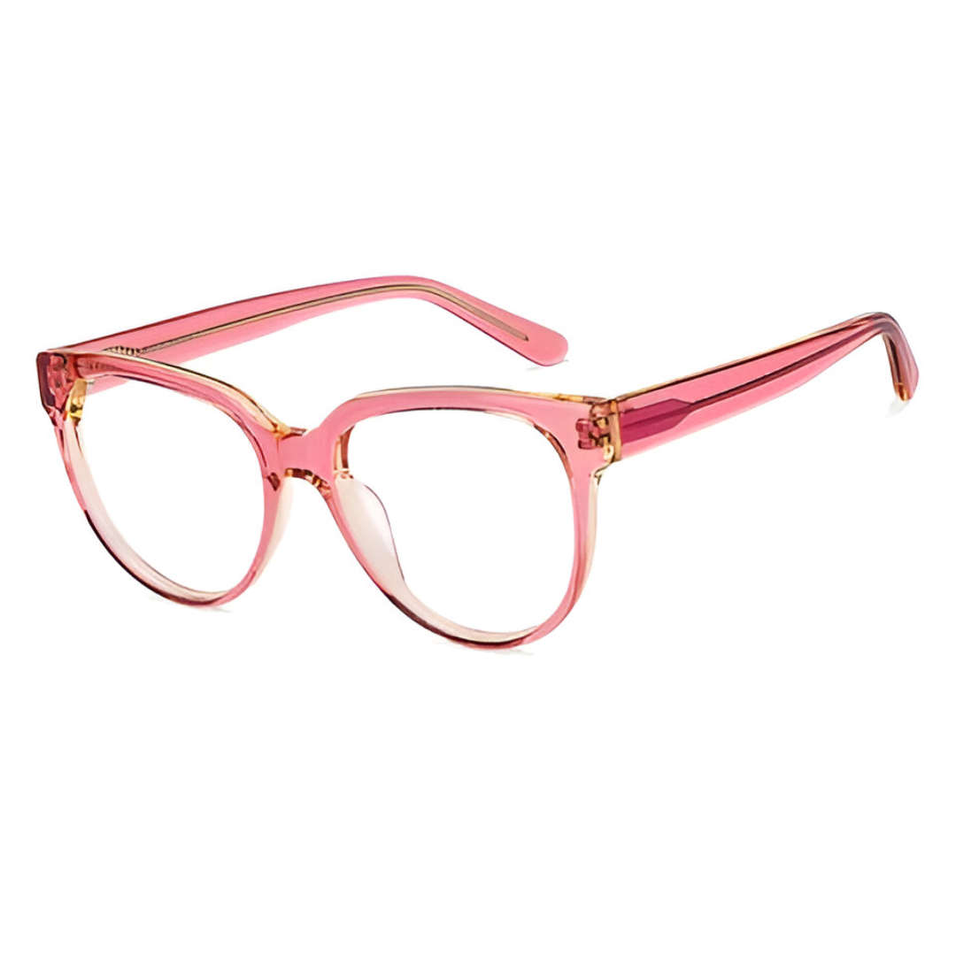 AllView Retro Blush Pink Transparent Full-Rim Round Eyeglasses for Everyday Wear