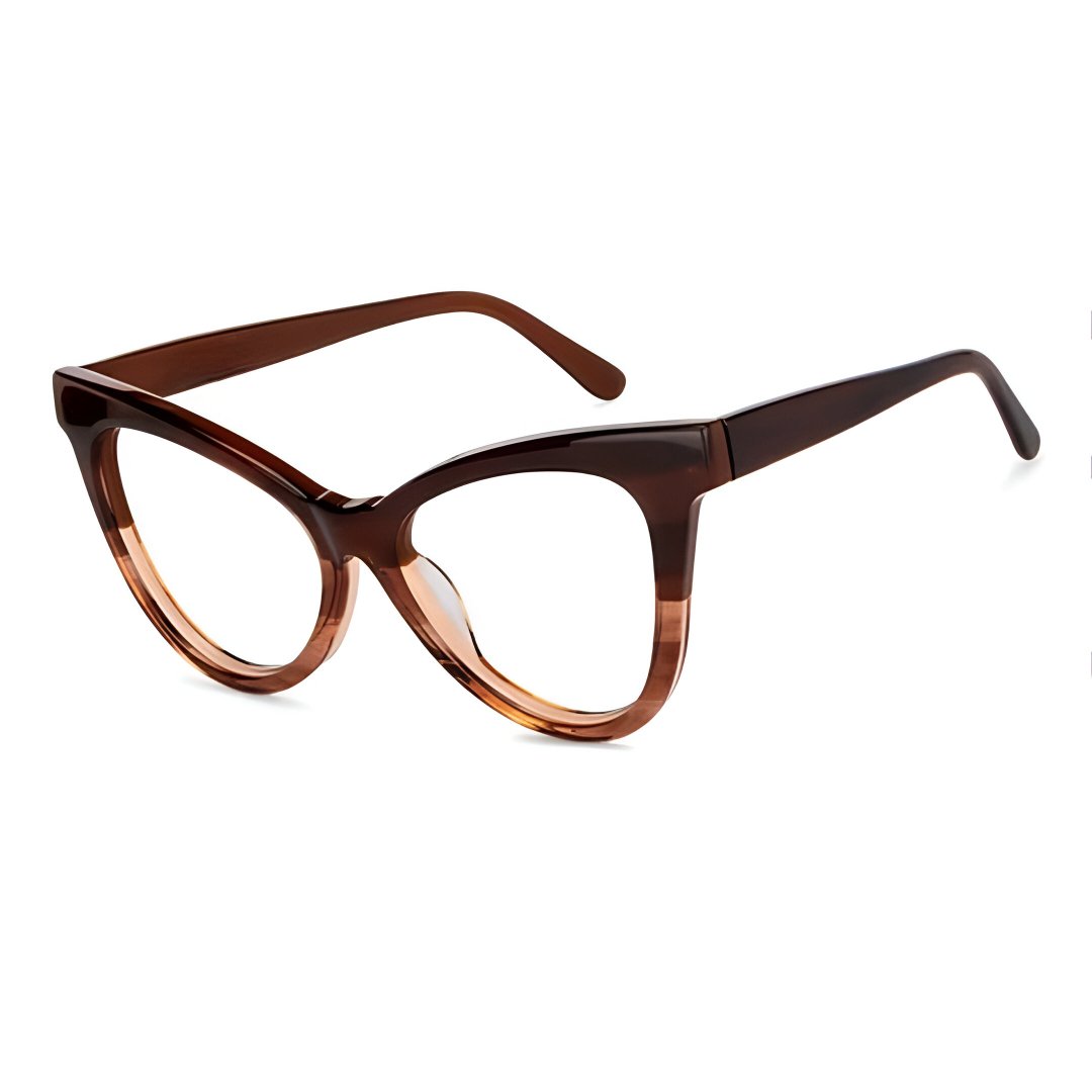 AllView Retro Brown Full Rim Cat-Eye Eyeglasses | Premium Rich Acetate Frames