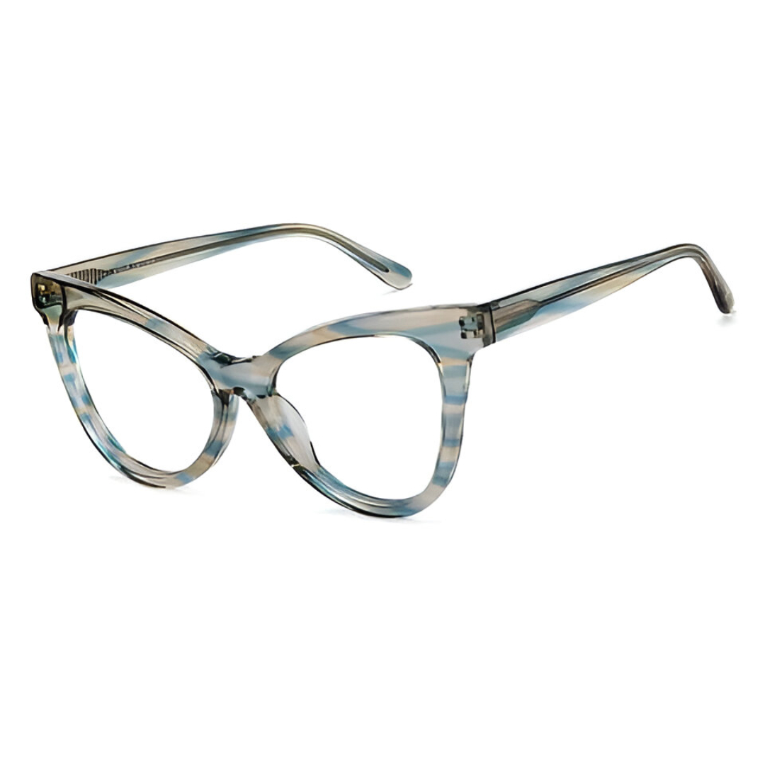 AllView Retro Brown-Green Tortoise Full-Rim Cat-Eye Eyeglasses – Vintage-Inspired Statement Frame