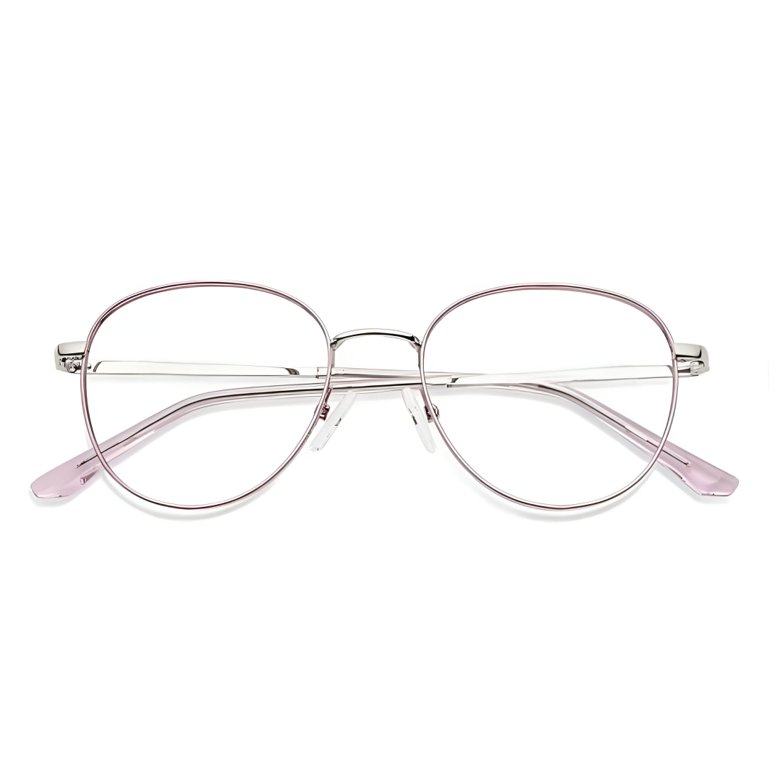 AllView Lens Full Rim Round Metal Eyeglasses | Lightweight Steel Frame with Adjustable Nose Pads - Image 3