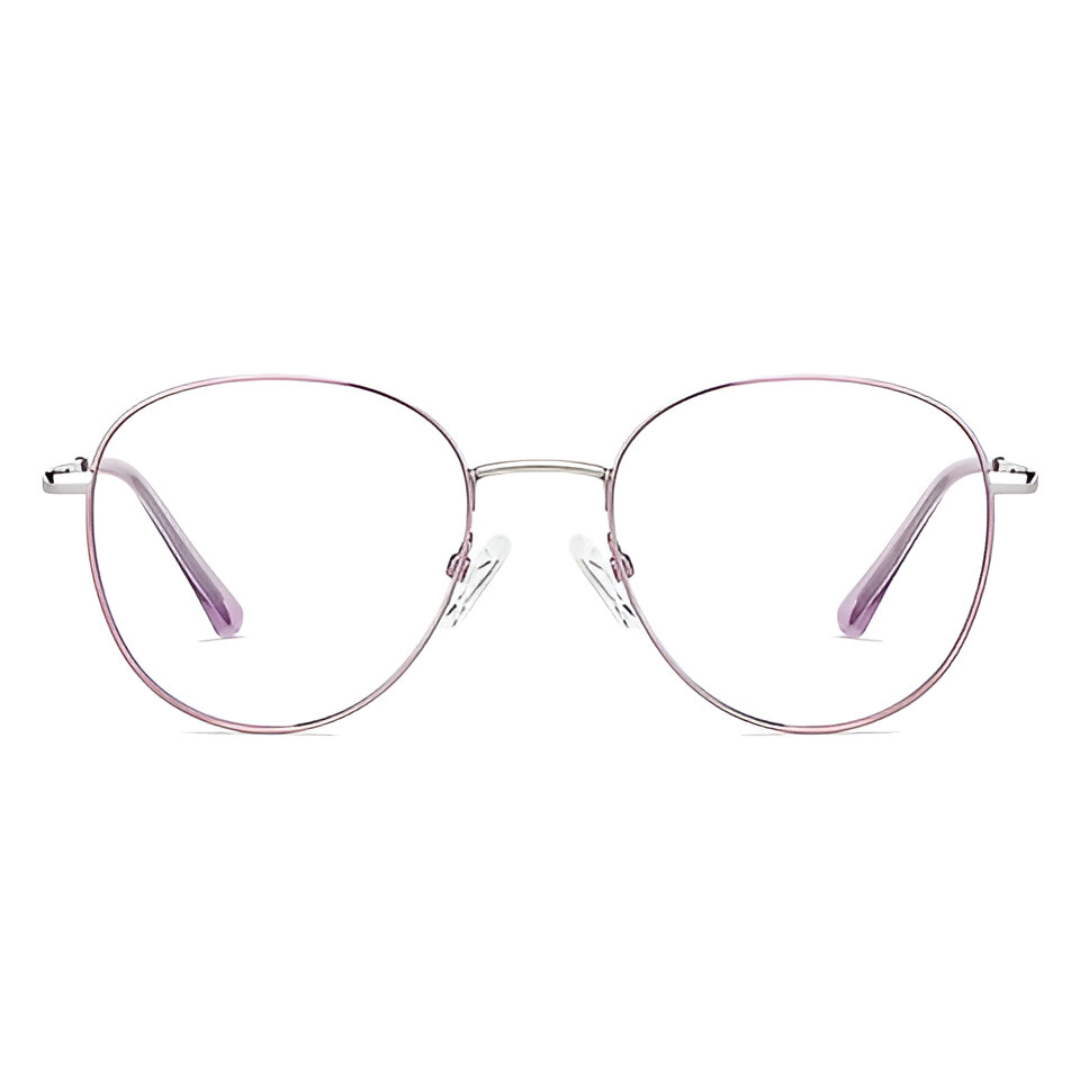 AllView Lens Full Rim Round Metal Eyeglasses | Lightweight Steel Frame with Adjustable Nose Pads - Image 2