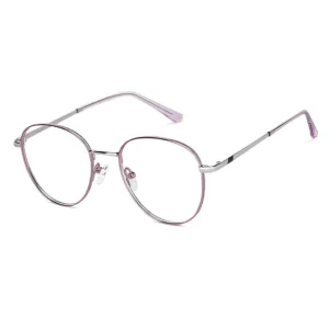 AllView Lens Full Rim Round Metal Eyeglasses | Lightweight Steel Frame with Adjustable Nose Pads