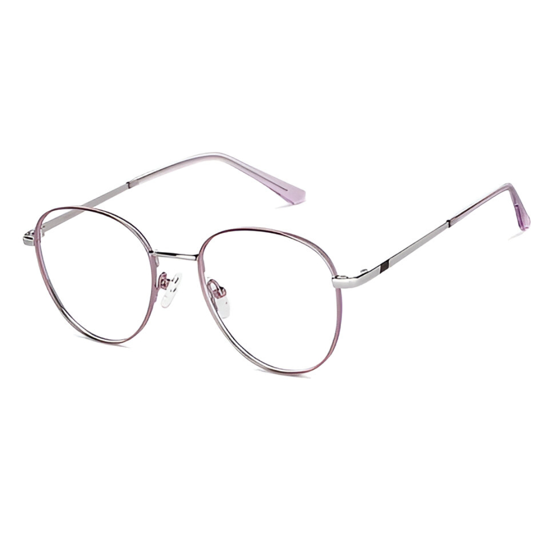 AllView Lens Full Rim Round Metal Eyeglasses | Lightweight Steel Frame with Adjustable Nose Pads